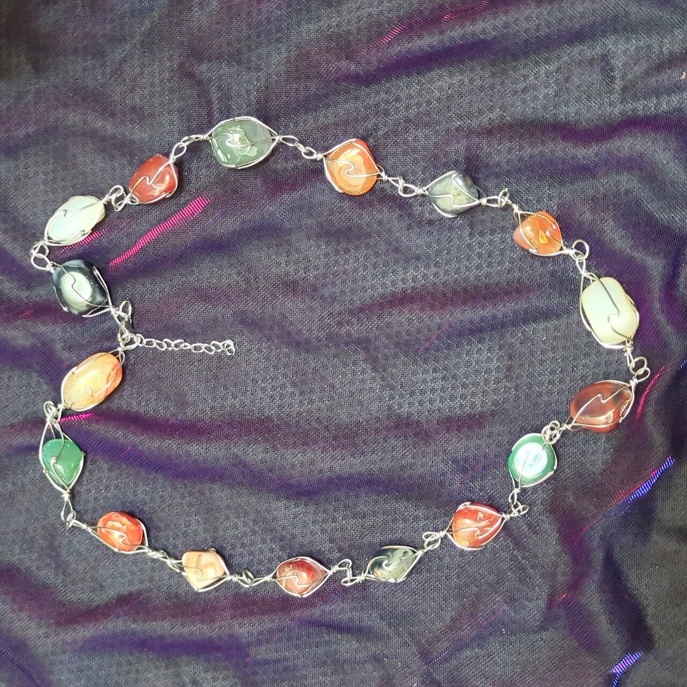 Niagara stone and metal necklace.